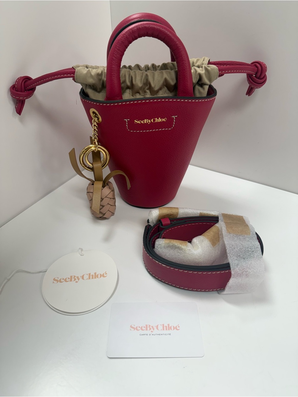 See by Chloe Mini Cecilya Tote Bag in Cherry Pink
